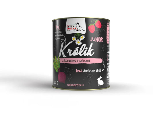 Mokra hrana za pasje mladiče: Zajec z rdečo peso in malinami, 800g