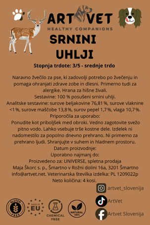 ArtVet srnini uhlji, 4 kosi