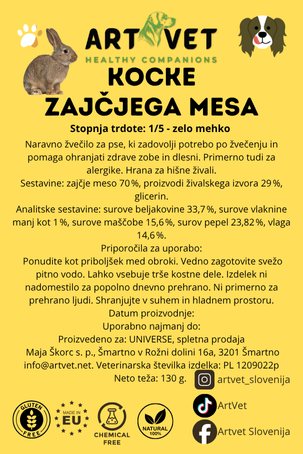ArtVet kocke zajčjega mesa, 130g
