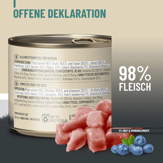 Mokra hrana za mačke – piščanec s fazanom in borovnicami, 200 g