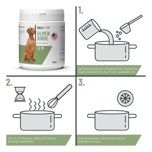 Naravna mešanica iz ameriške ulmove skorje za podporo prebavi psov in mačk, 220 g