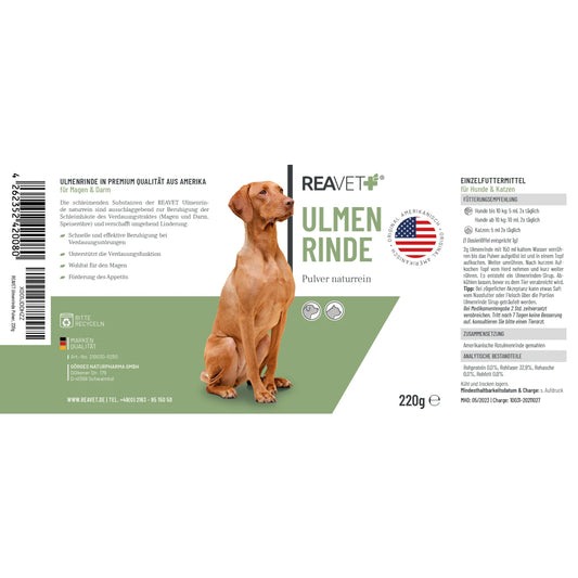 Naravna mešanica iz ameriške ulmove skorje za podporo prebavi psov in mačk, 220 g