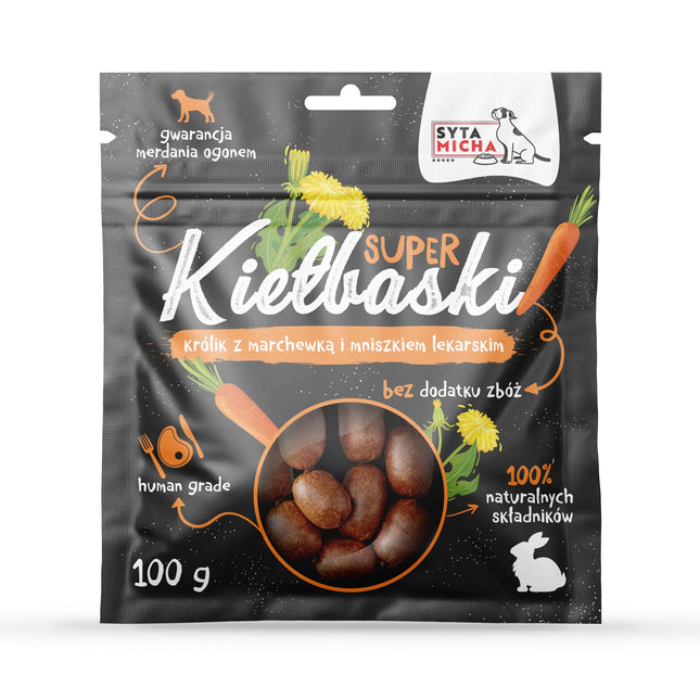 Klobasice za pse z zajcem in črnim ribezom, 100 g