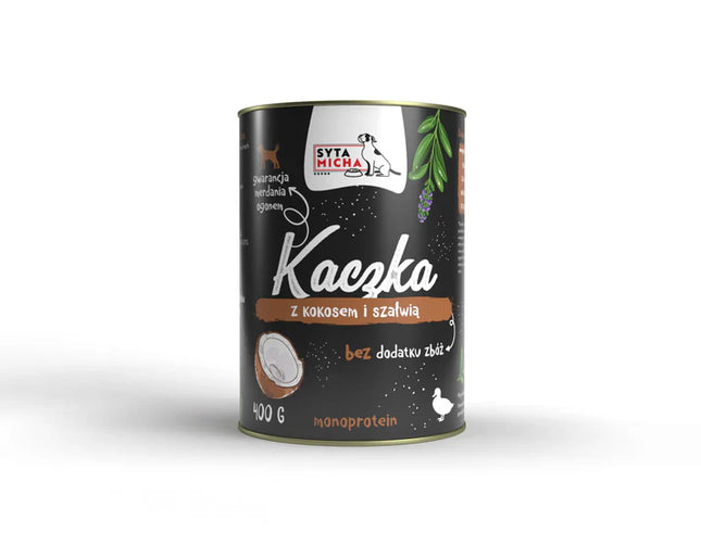 Wet dog food: duck with coconut and sage, 400 g