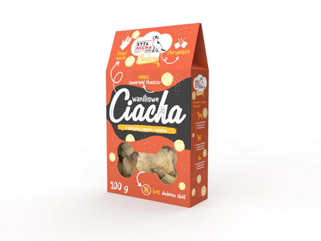 Vaniljevi piškoti za pse z divjačino, kokosom in marelicami, 100 g