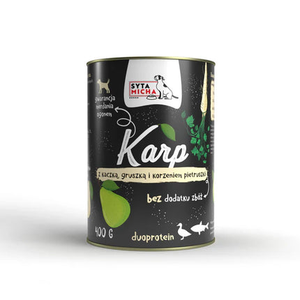 Wet dog food: carp with duck, pear and parsley root, 400 g