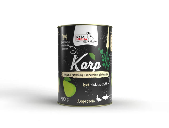 Wet dog food: carp with duck, pear and parsley root, 400 g