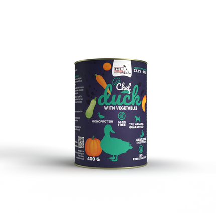 Chef wet dog food - duck, 400 g