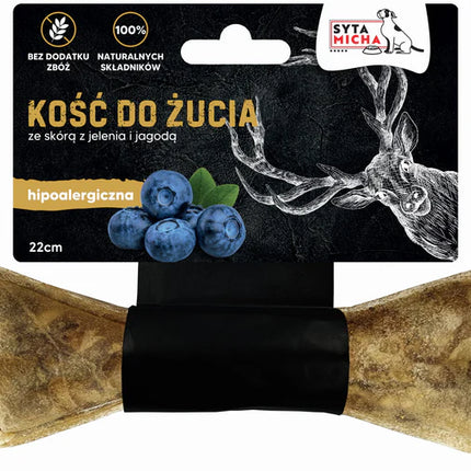 Hypoallergenic chew bone with venison and blueberries, 22 cm