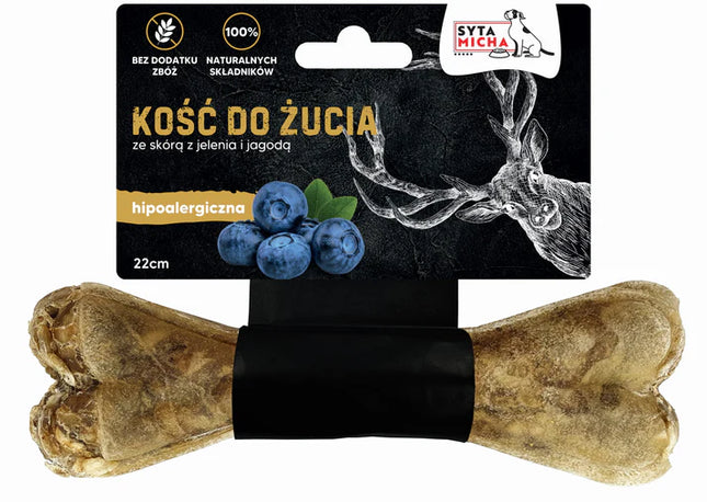 Hypoallergenic chew bone with venison and blueberries, 22 cm