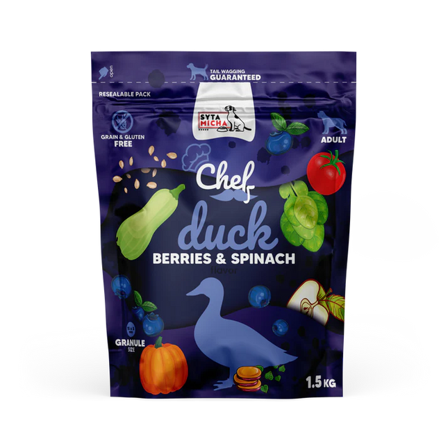 Chef dry dog food with probiotics - duck, 1.5 kg