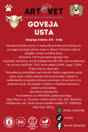 ArtVet goveje ustnice, 500 g