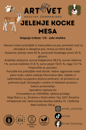 ArtVet kocke jelenjega mesa, 500 g