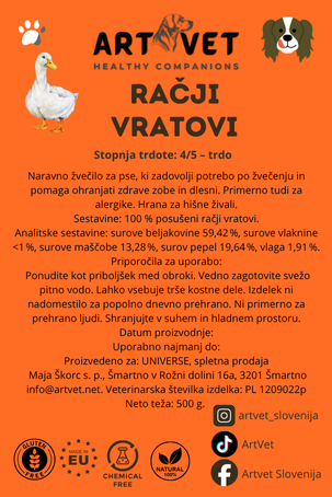 ArtVet račji vratovi, 500 g
