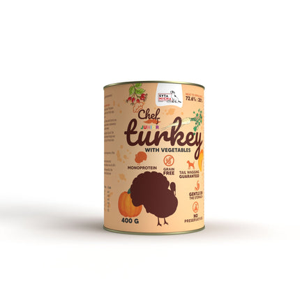 Chef wet food for puppies and young dogs - turkey, 400 g