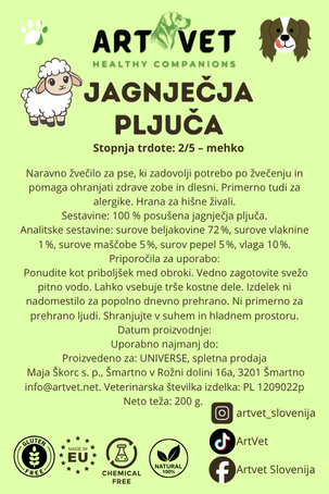 ArtVet jagnječja pljuča, 200g