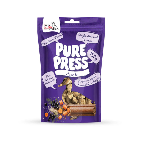 Hladno stiskani priboljški z raco za pse, 150 g