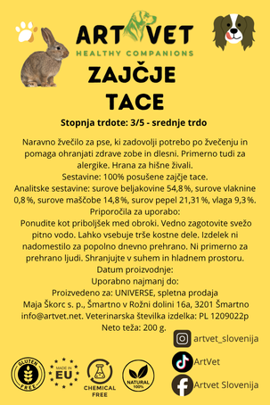 ArtVet zajčje tace, 200g