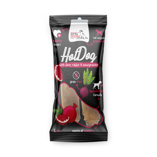 Hot Dog z zajcem in granatnim jabolkom, 2 kosa