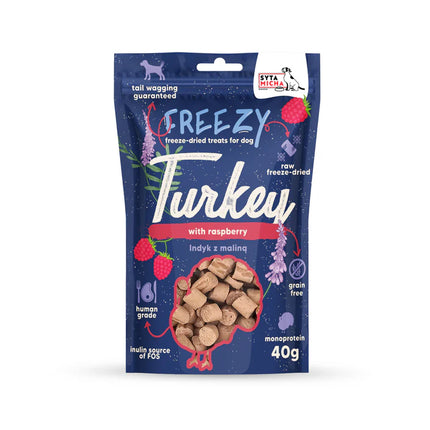 Liofilizirani pasji priboljški puran z malinami, 40g