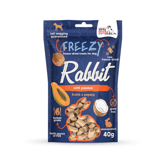 Liofilizirani pasji priboljški zajec s papajo, 40 g