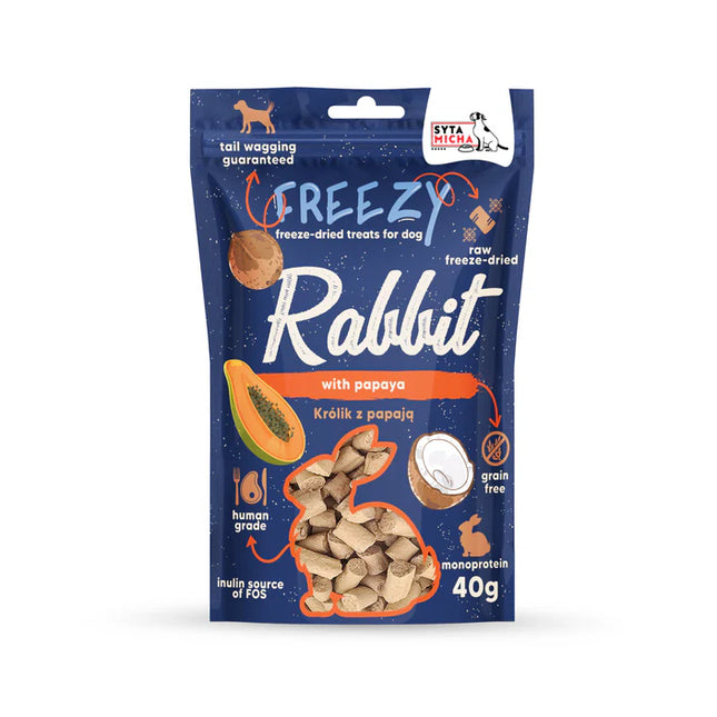 Liofilizirani pasji priboljški zajec s papajo, 40 g