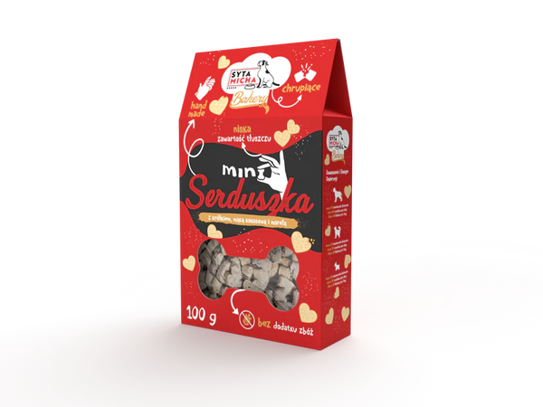 Piškoti za pse mini srčki z zajcem, kokosovo moko in marelicami, 100 g