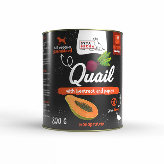 Mokra hrana za pse: prepelica s peso in papajo, 800 g