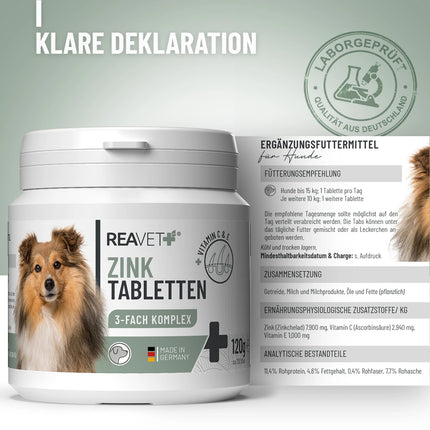 Cinkove tablete za pse - proti izpadanju dlake, suhi koži in srbenju, 120 tablet