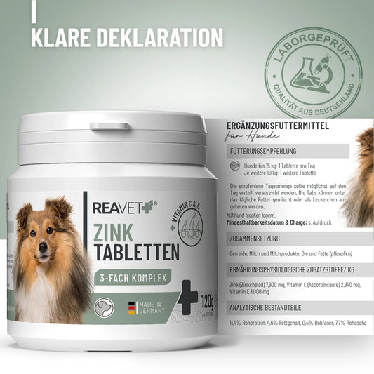 Cinkove tablete za pse - proti izpadanju dlake, suhi koži in srbenju, 120 tablet